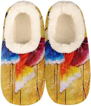 Ballerina Women Closed Back House Slippers, Abstract Oil Painting Art Womens Mens Winter Indoor Slippers, Soft Cozy Warm Fuzzy Memory Foam Anti-Slip Slippers