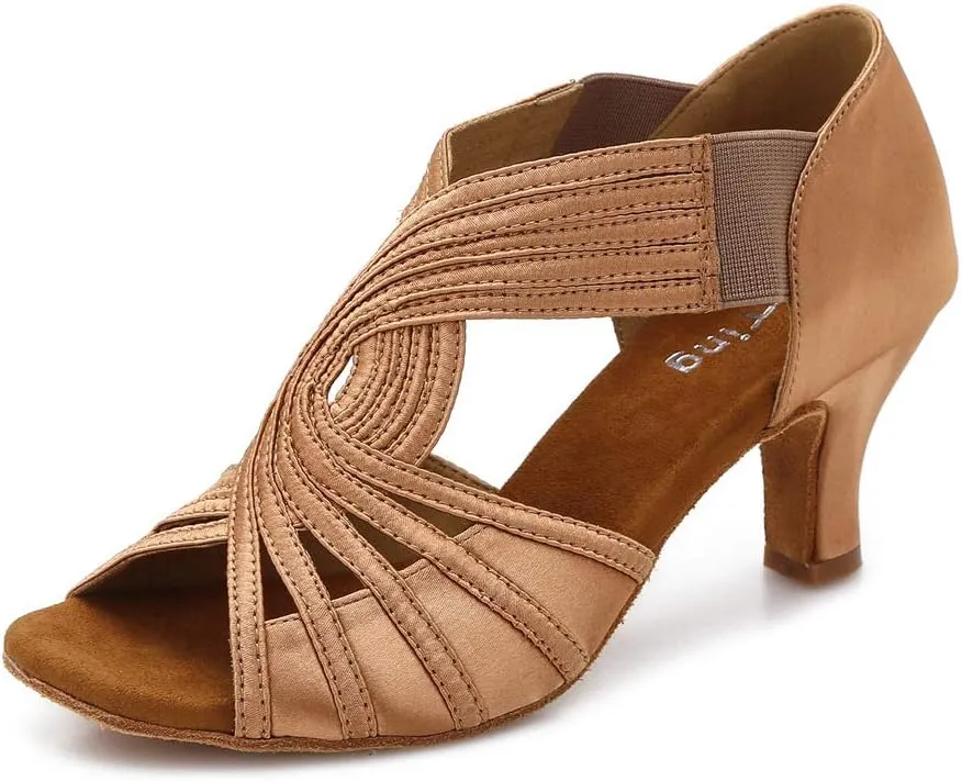 Ballroom Dance Shoes Women Latin Salsa Practice Dancer Shoes 2.5'' Heels YT02