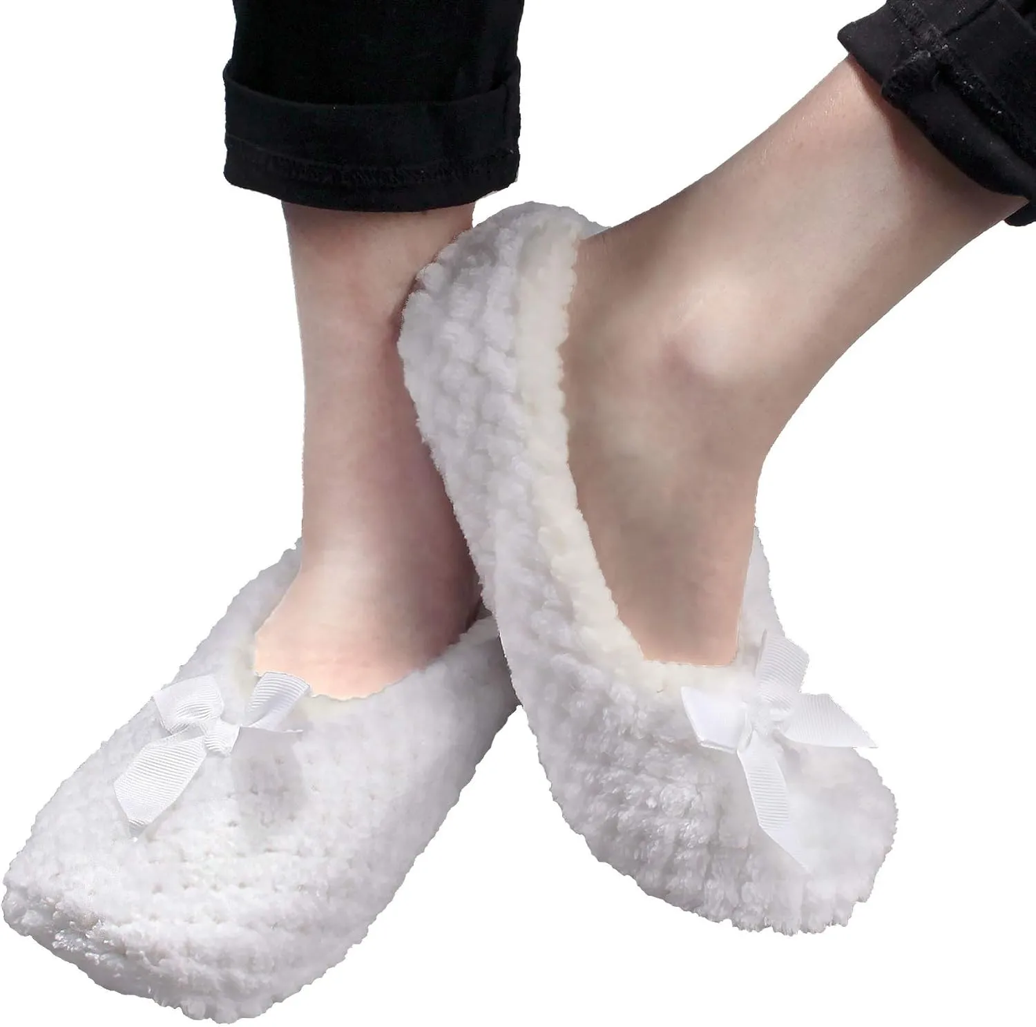 BambooMN Adult Super Soft Warm Cozy Fuzzy Soft Touch Sleeper Slippers Non-Slip Lined Socks