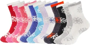 BambooMN Brand - Extra Large Super Soft Warm Cozy Fuzzy Snowflake Socks
