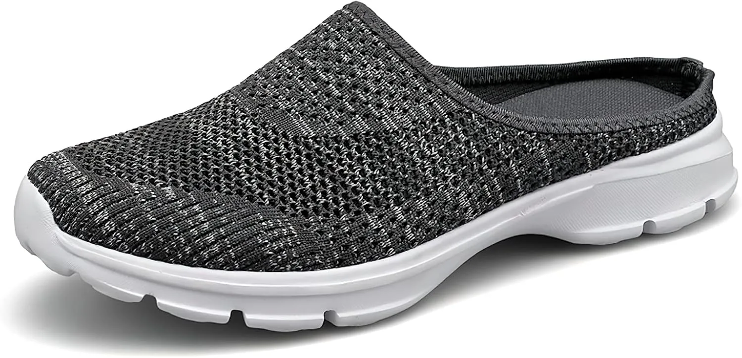 baobeijiadao Womens Mesh Mules Slip On Shoes Backless Sneakers Knit Flats Non-Slip Walking Shoes