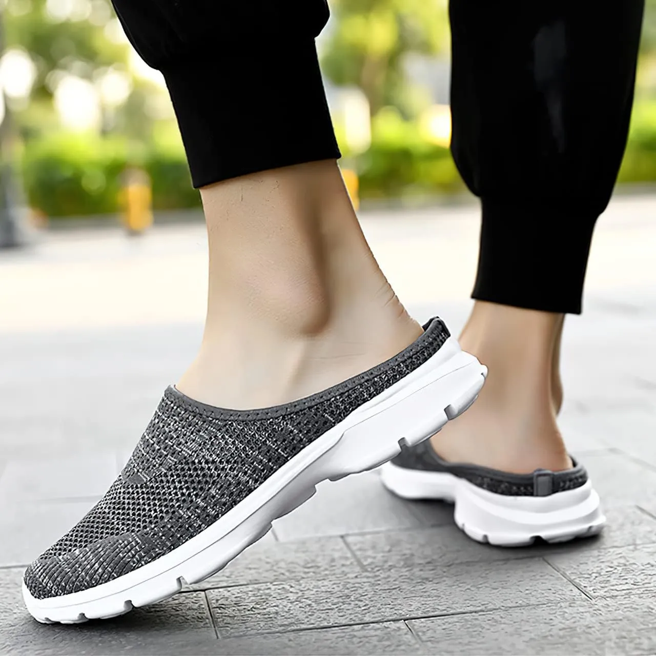 baobeijiadao Womens Mesh Mules Slip On Shoes Backless Sneakers Knit Flats Non-Slip Walking Shoes