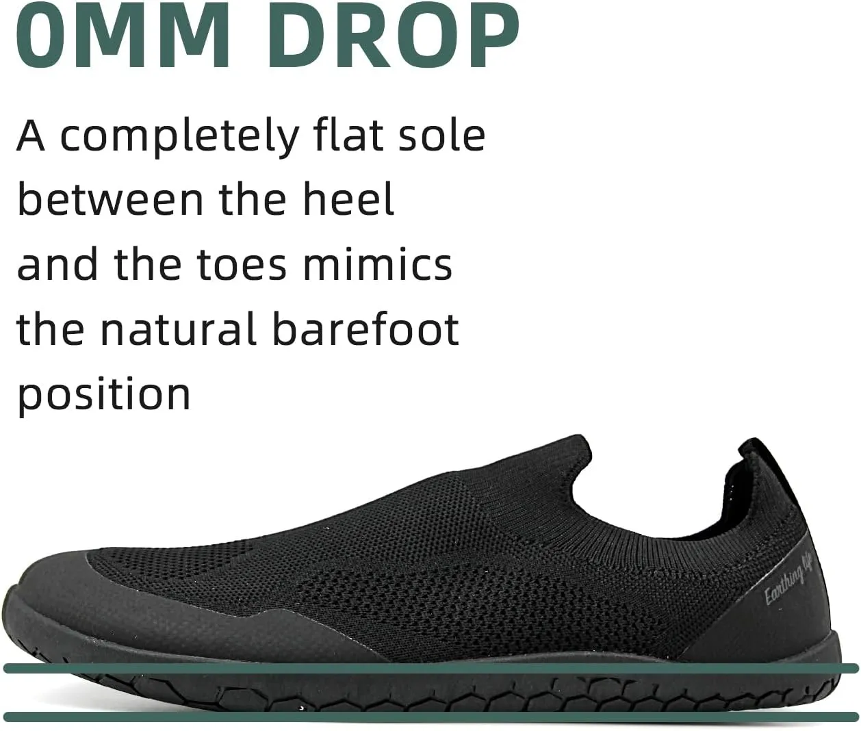 Barefoot Grounding Shoes Slip On Wide Toe Box Conductive Flexible Outsole Zero Drop Connect to Earth More Energy Reduce Stress Enhancing Movement Better Sleep Pain Relief