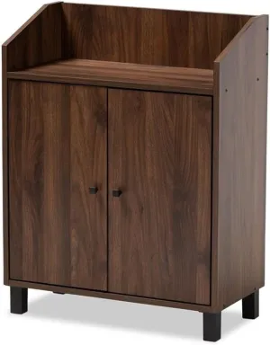 Baxton Studio Rossin Modern and Contemporary Walnut Brown Finished 2-Door Wood Entryway Shoe Storage Cabinet with Open Shelf