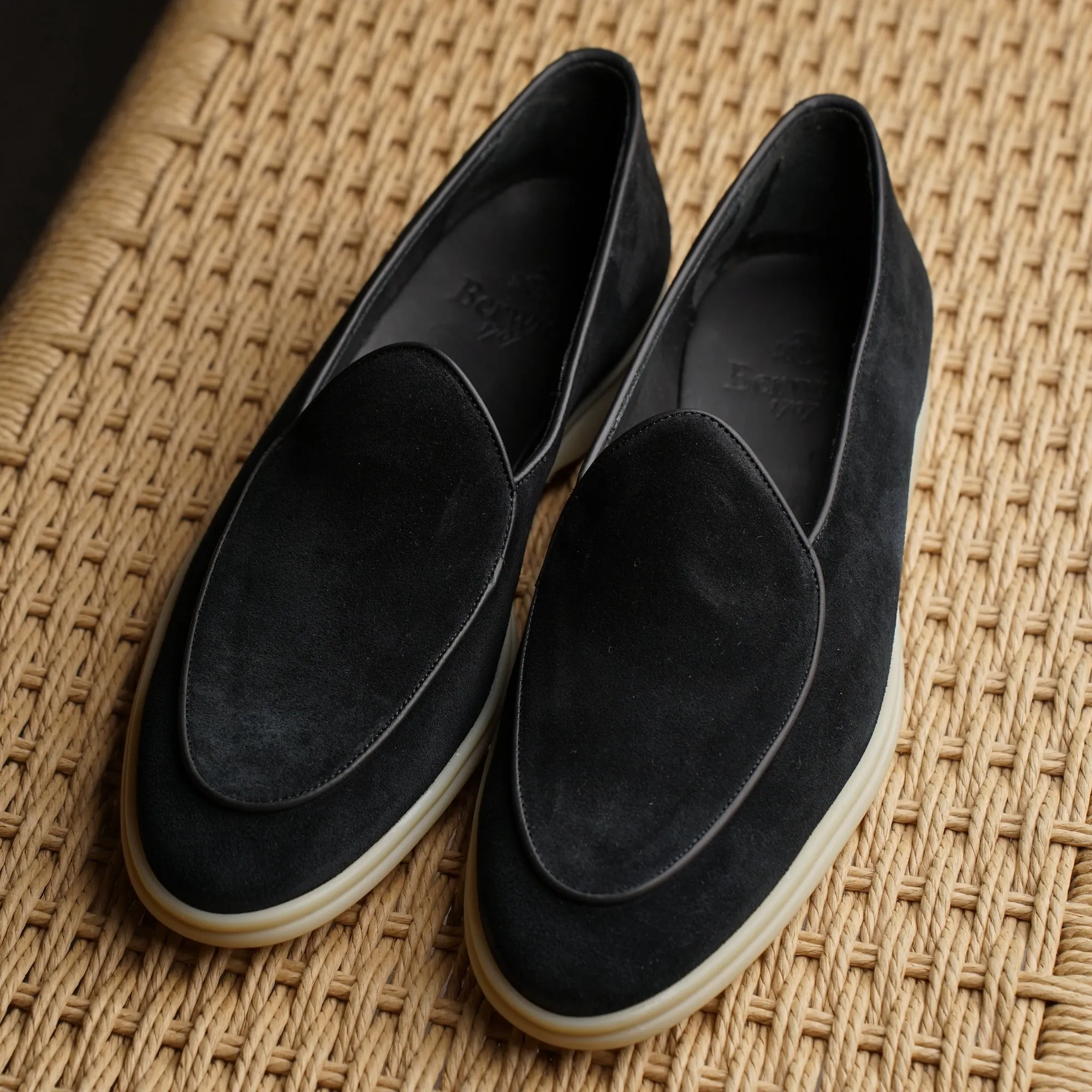 Belgian Loafer w/ Rubber Sole - Black Suede