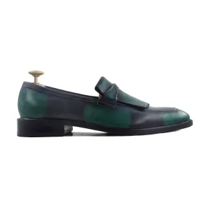 Bespoke Men's Burnished Green Leather Loafer