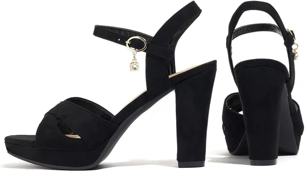 Block Heeled Platform Sandals Chunky Open Toe Shoes for Women