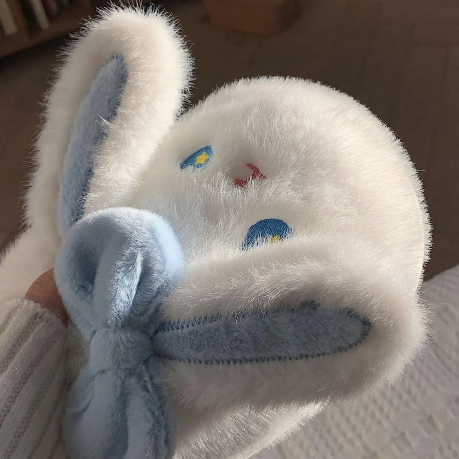 Blue Rabbit Slippers Girl Boy Kids Animal Cute Big Ears Winter House Shoes Warm Bunny Slippers Soft Plush Indoor Novelty Slipper