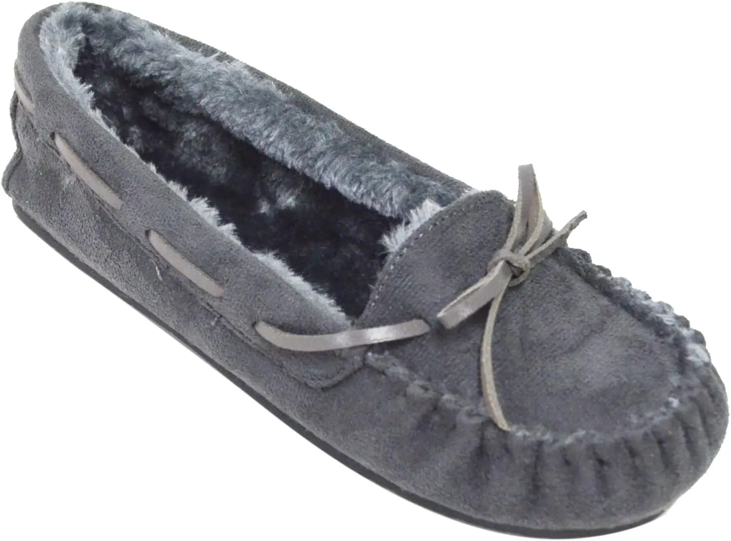 Blueberry Womens Faux Soft Suede Fur Lined Moccasin House Slippers Indoor Outdoor