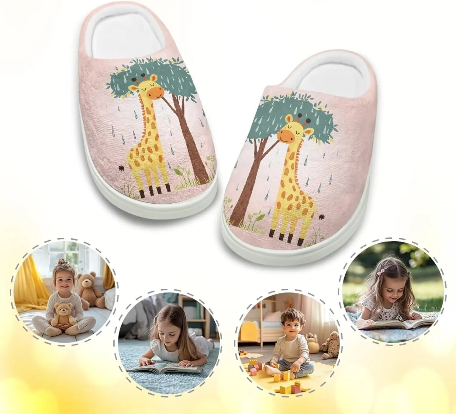 Boy Girls Cute Fluffy Plush Slipper Animal Print House Slippers Winter Non Slip Warm Indoor Soft Fuzzy Shoes US9-15