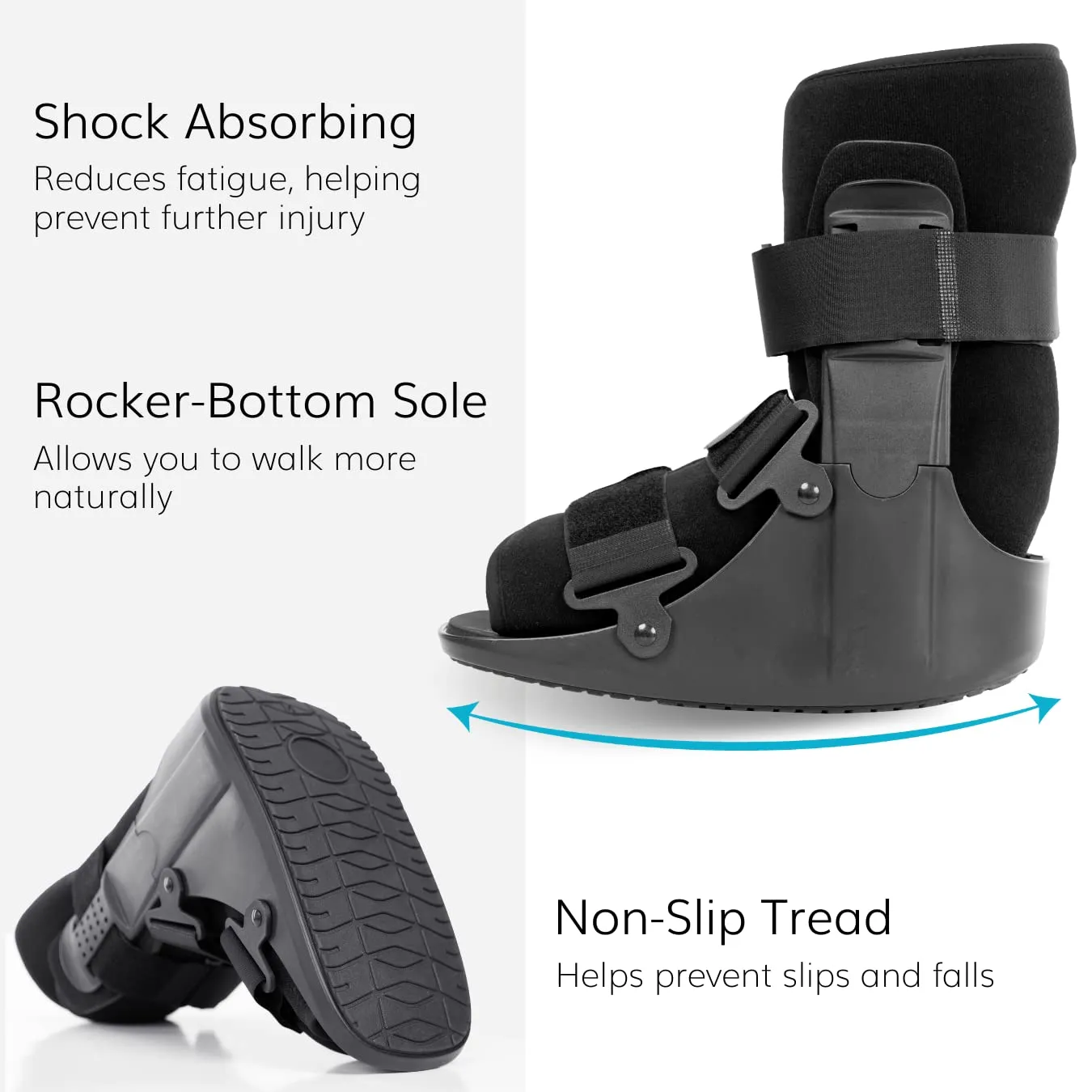 BraceAbility Short Walking Boot - Orthopedic Medical Walker Cast for Broken Toe Injuries, Sprained Ankles, Metatarsal Stress, Post-Op Support Left or Right Foot Fracture Shoe Fits Men and Women (S)
