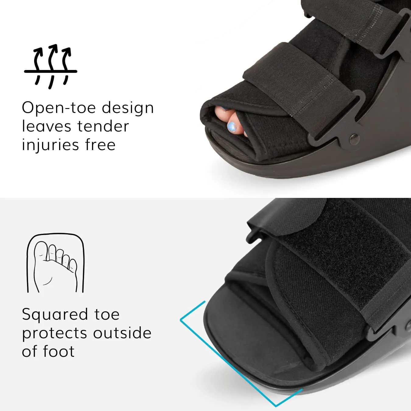 BraceAbility Short Walking Boot - Orthopedic Medical Walker Cast for Broken Toe Injuries, Sprained Ankles, Metatarsal Stress, Post-Op Support Left or Right Foot Fracture Shoe Fits Men and Women (S)