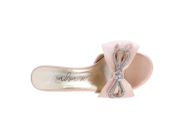 BRAG IN CRYSTAL BOW SATIN HIGH HEELED SANDALS