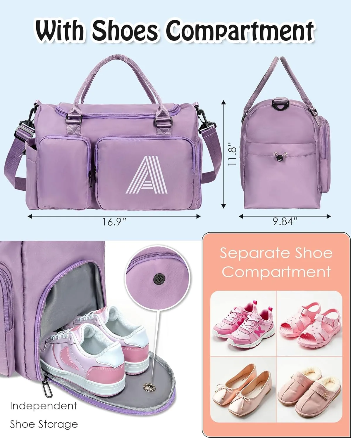 bridal shower gifts, Initial Travel Duffel Bag, Duffel Bag, Personalized Weekender Bag, Monogram Overnight Bag Girlfriend Birthday Gifts for Women Gifts for Teen Girls 8-16 Age