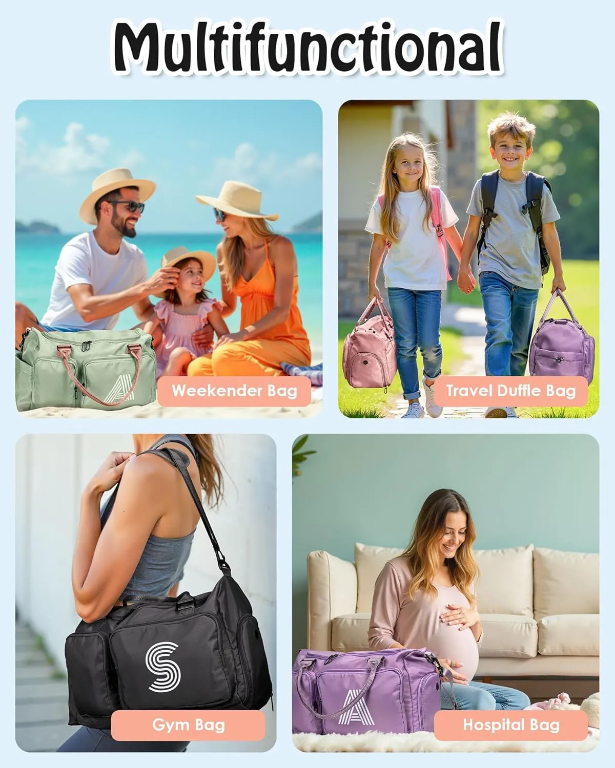bridal shower gifts, Initial Travel Duffel Bag, Duffel Bag, Personalized Weekender Bag, Monogram Overnight Bag Girlfriend Birthday Gifts for Women Gifts for Teen Girls 8-16 Age