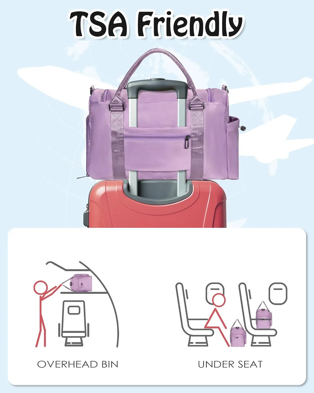 bridal shower gifts, Initial Travel Duffel Bag, Duffel Bag, Personalized Weekender Bag, Monogram Overnight Bag Girlfriend Birthday Gifts for Women Gifts for Teen Girls 8-16 Age