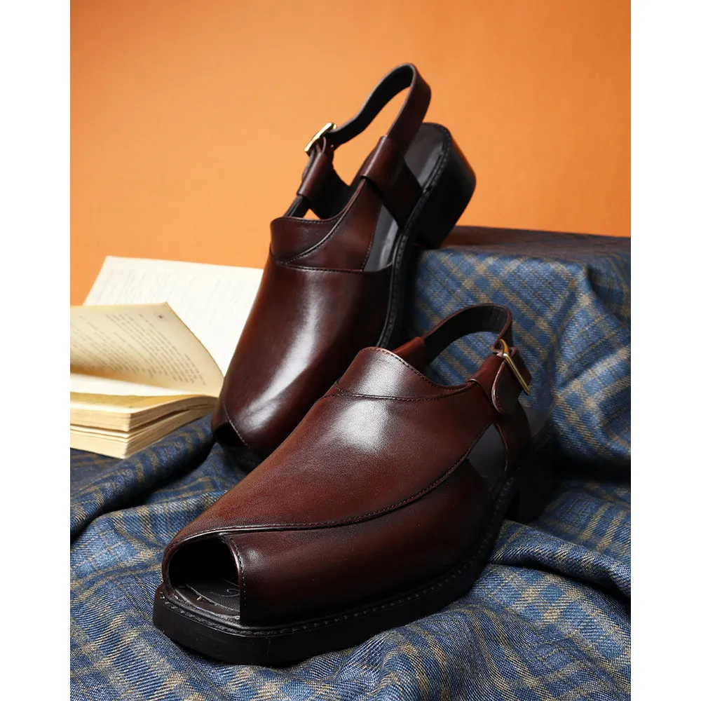 Brown Open Toe T Shape Sandal