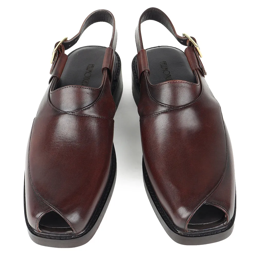 Brown Open Toe T Shape Sandal