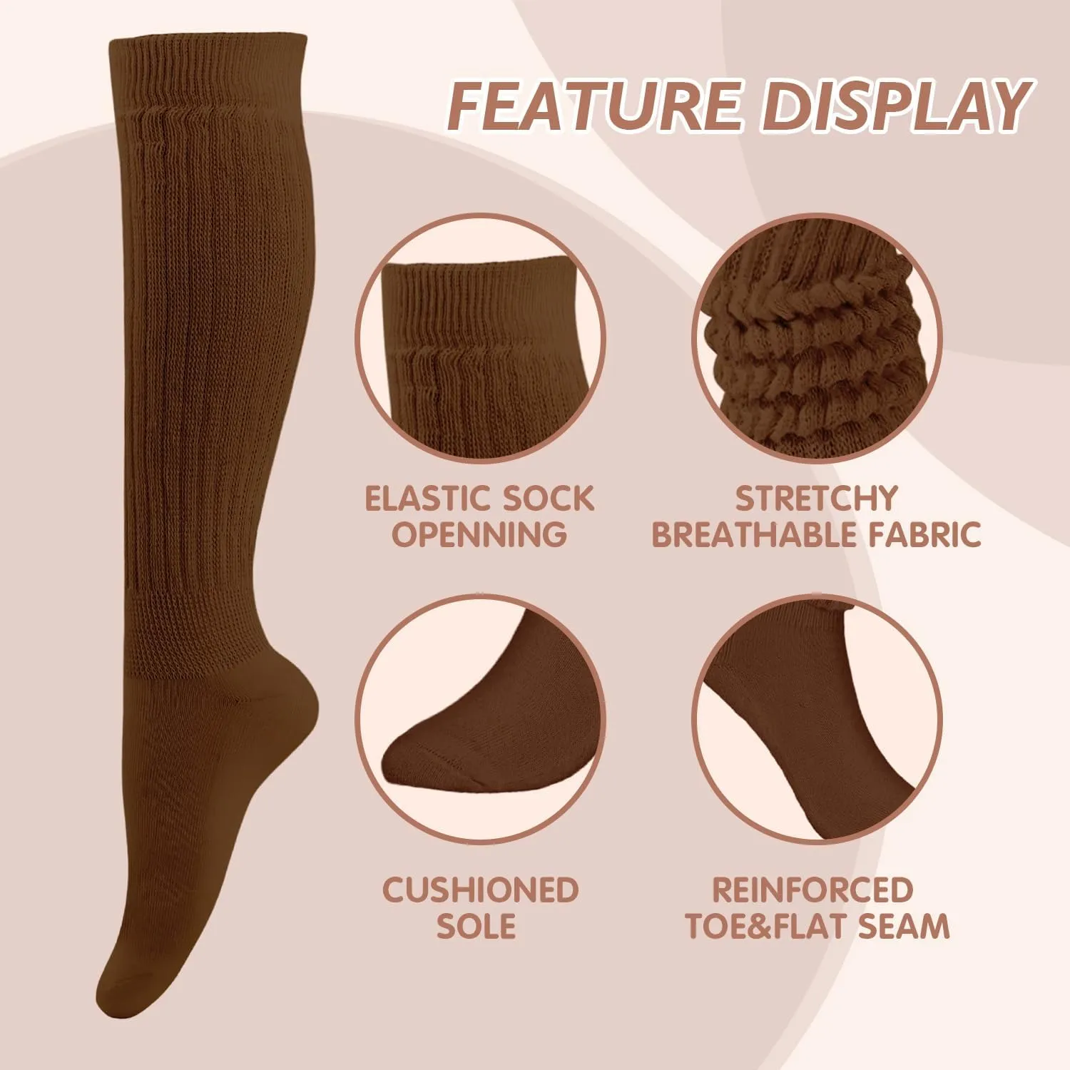 Buauty Women's Slouch Socks, Soft Extra Long Scrunch Knee High Sock fall Winter Knit Slouchy Thigh High Boot Socks