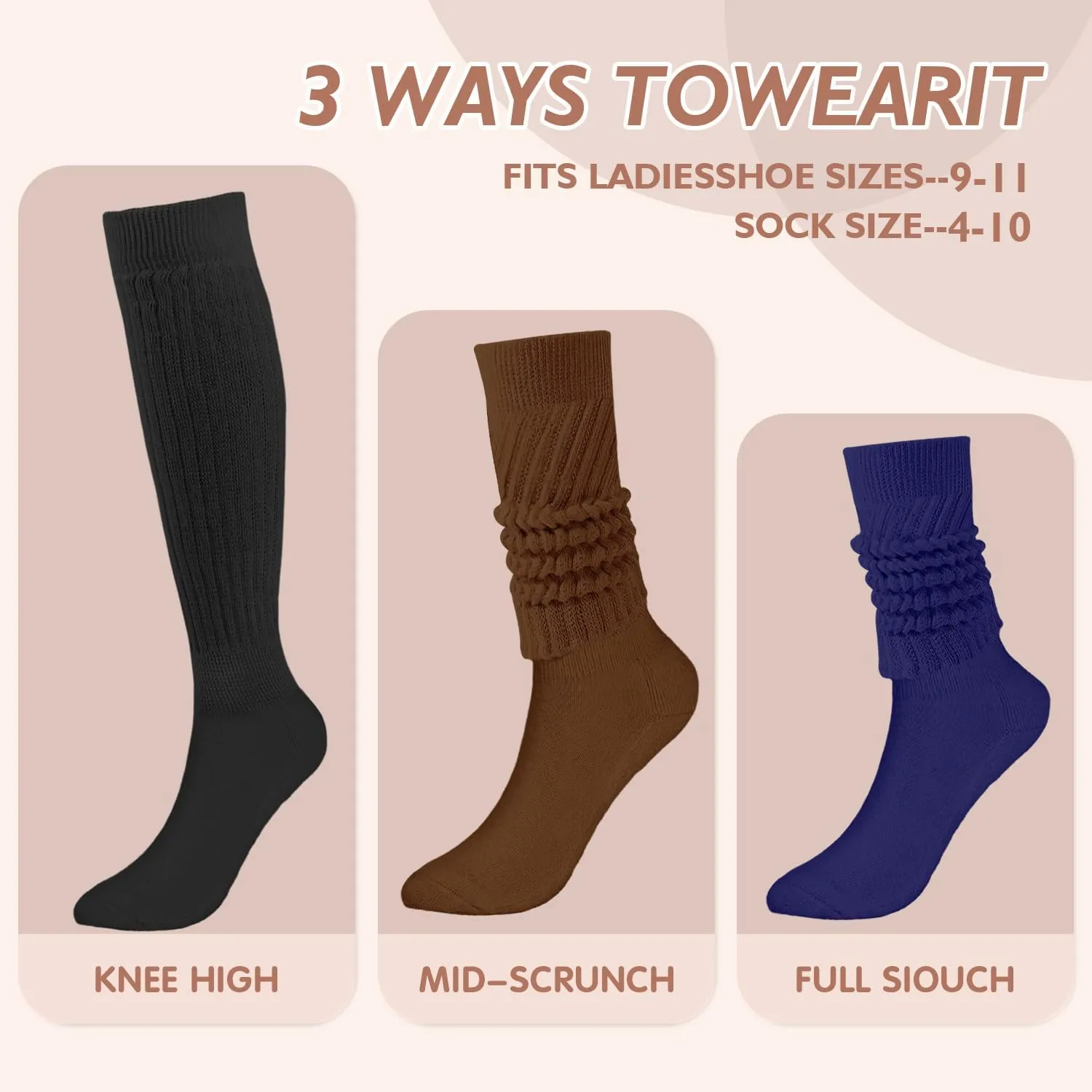 Buauty Women's Slouch Socks, Soft Extra Long Scrunch Knee High Sock fall Winter Knit Slouchy Thigh High Boot Socks