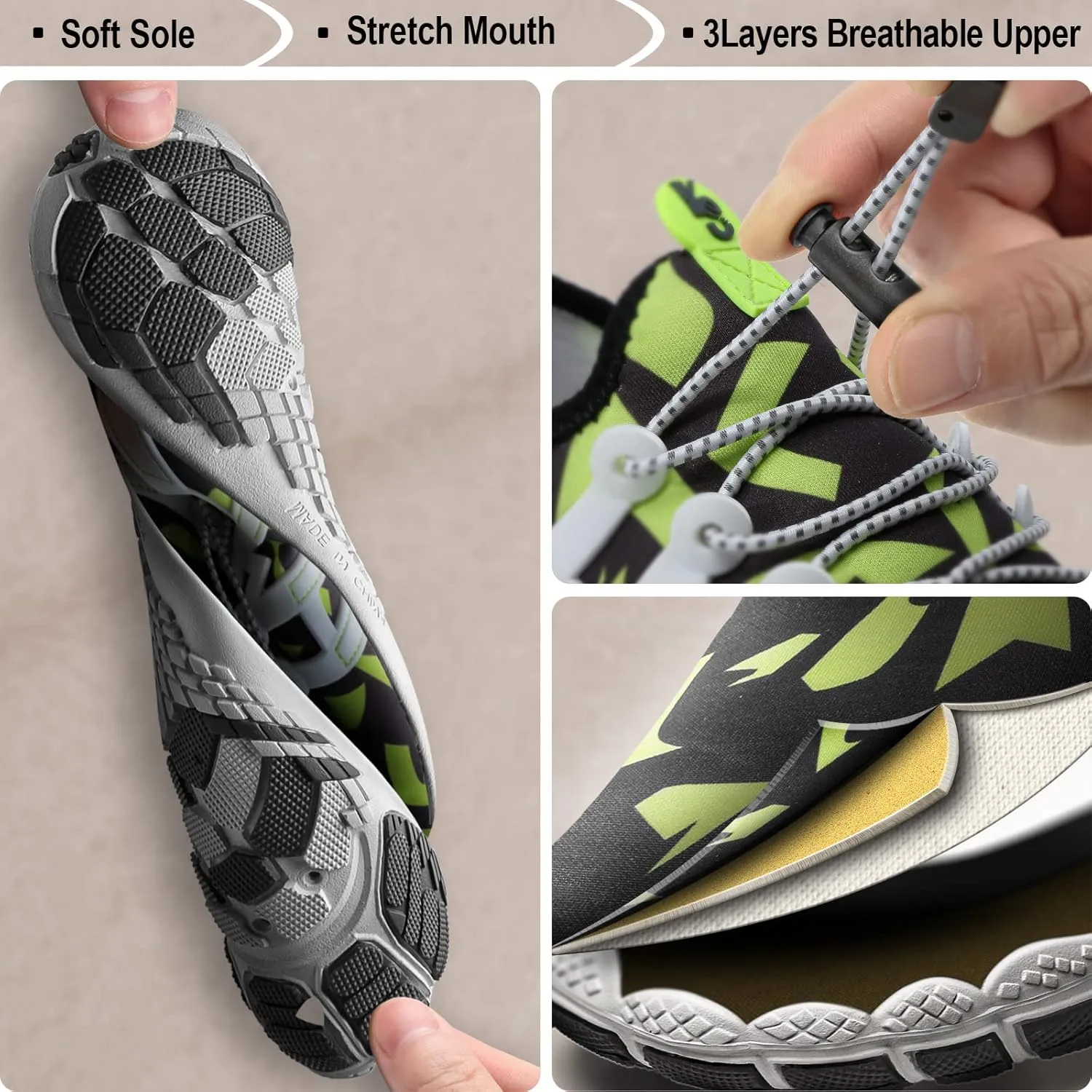 BULLIANT Water Shoes Men, Unisex Barefoot Aqua Shoes for Men Women Hiking Swimming Shoe
