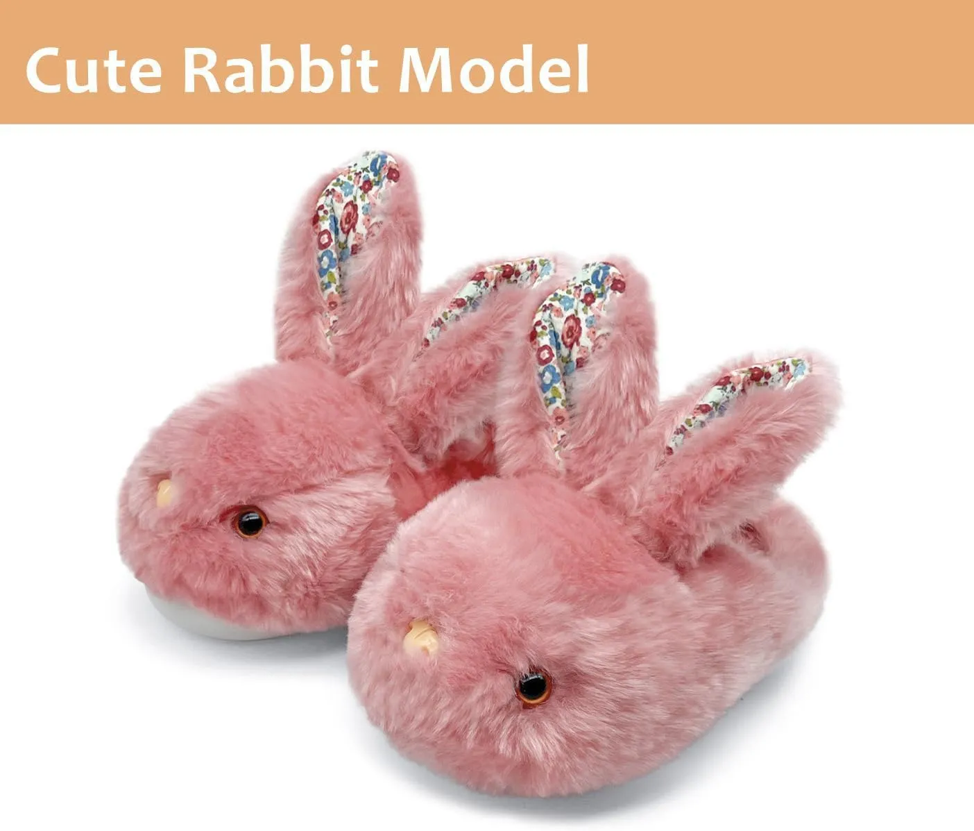 Bunny Slippers for Women Men Cute Plush Rabbit Fuzzy Slippers, Soft Fluffy Animal Winter Warm Indoor House Slippers Shoes