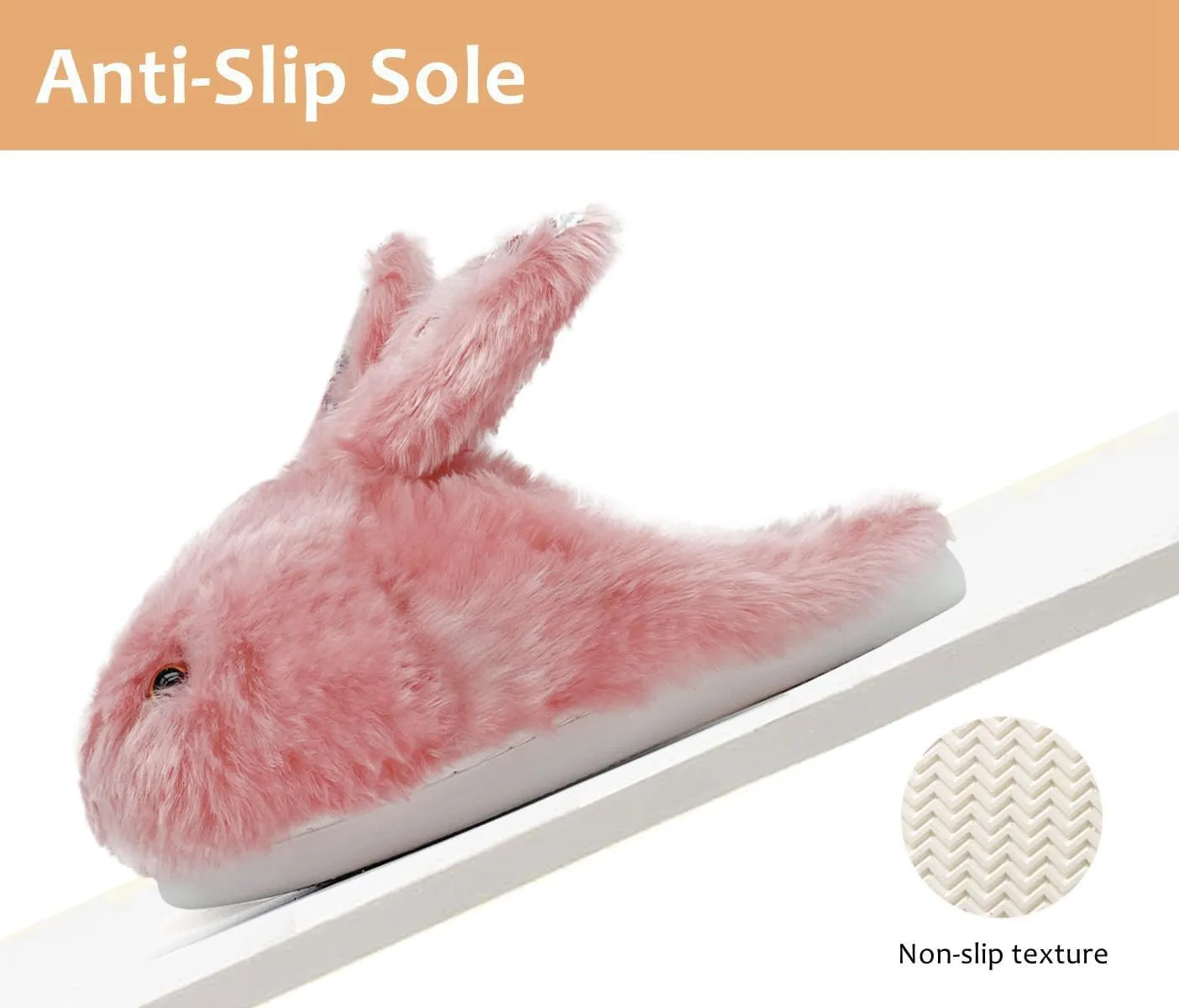 Bunny Slippers for Women Men Cute Plush Rabbit Fuzzy Slippers, Soft Fluffy Animal Winter Warm Indoor House Slippers Shoes