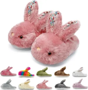 Bunny Slippers for Women Men Cute Plush Rabbit Fuzzy Slippers, Soft Fluffy Animal Winter Warm Indoor House Slippers Shoes