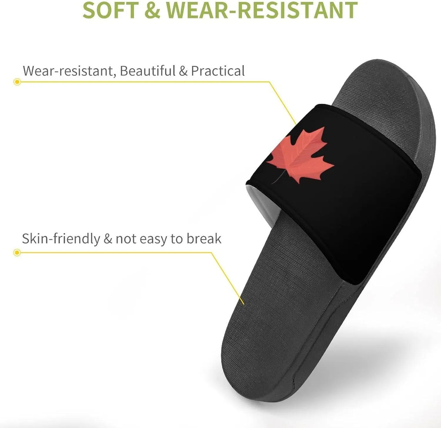 Canadian Maple Leaf PVC Home Slippers Non Slip Shower Shoes Bathroom Slippers Sandals for Women Men