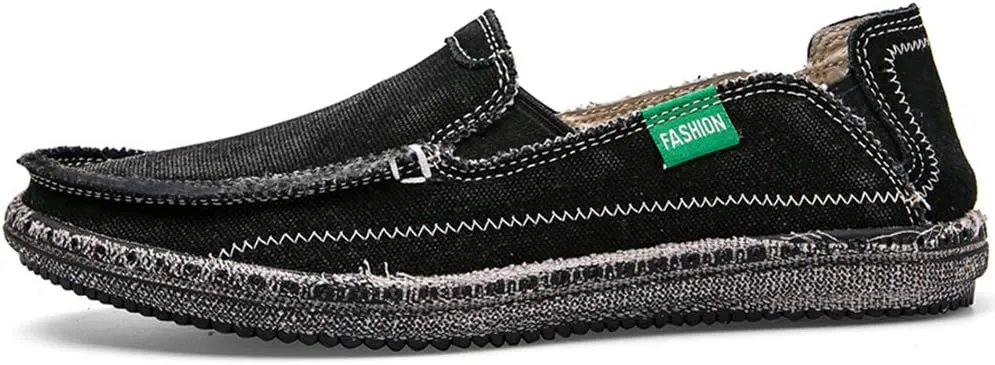 CASMAG Men's Casual Cloth Shoes Canvas Slip on Loafers Leisure Vintage Flat Boat Shoes