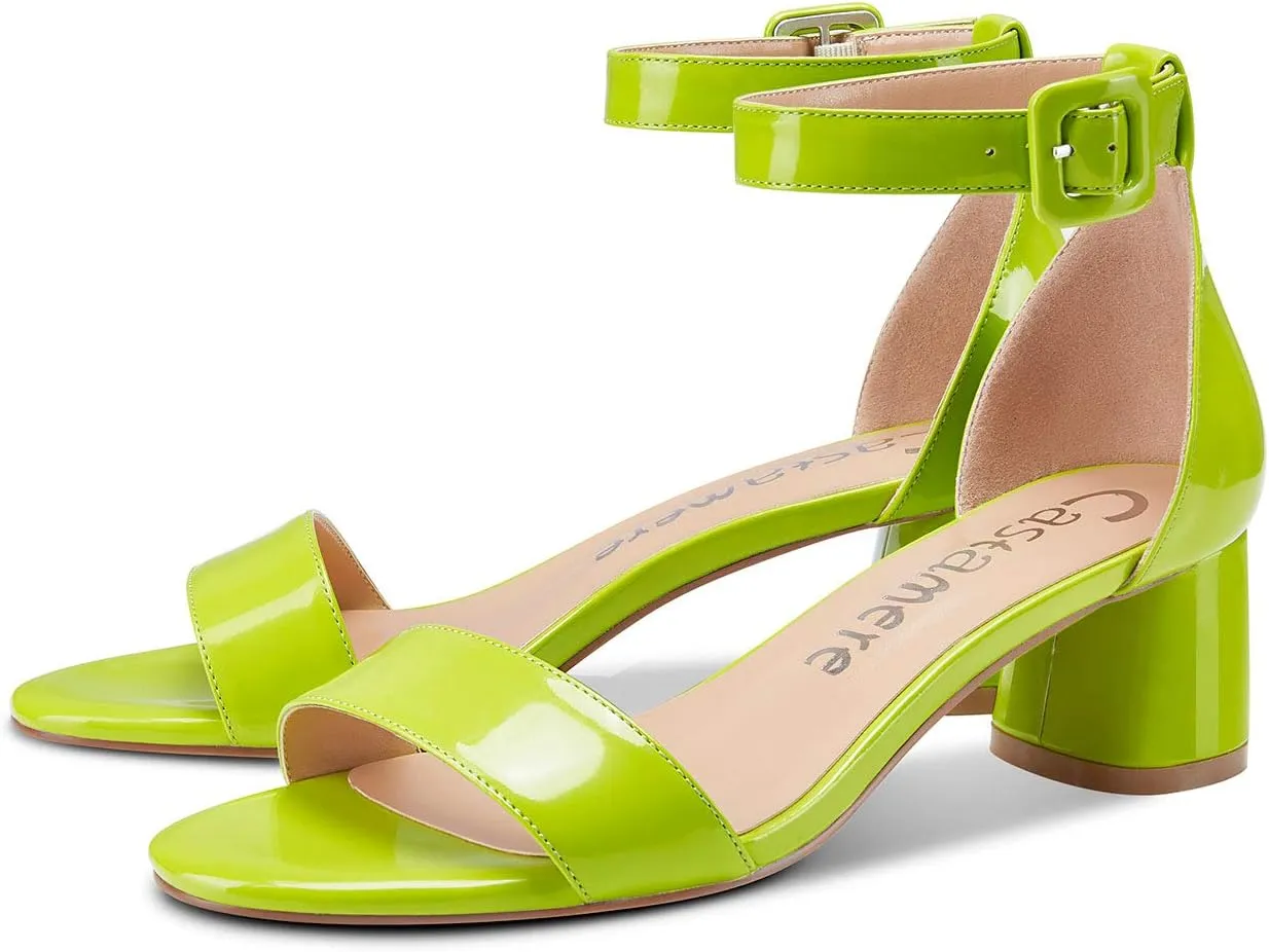 Castamere Womens Chunky Block Heel Sandals Ankle Strap Open Toe Buckle 5CM Heels Sandal