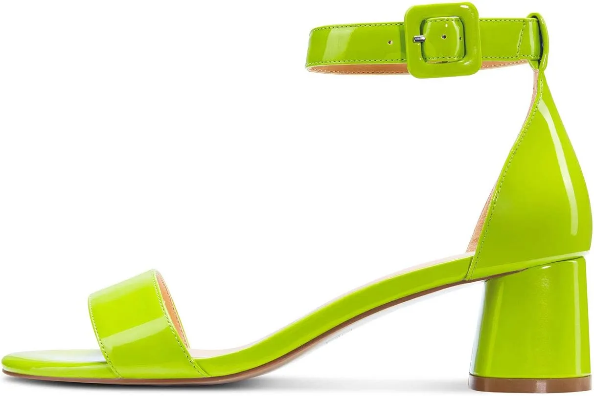 Castamere Womens Chunky Block Heel Sandals Ankle Strap Open Toe Buckle 5CM Heels Sandal