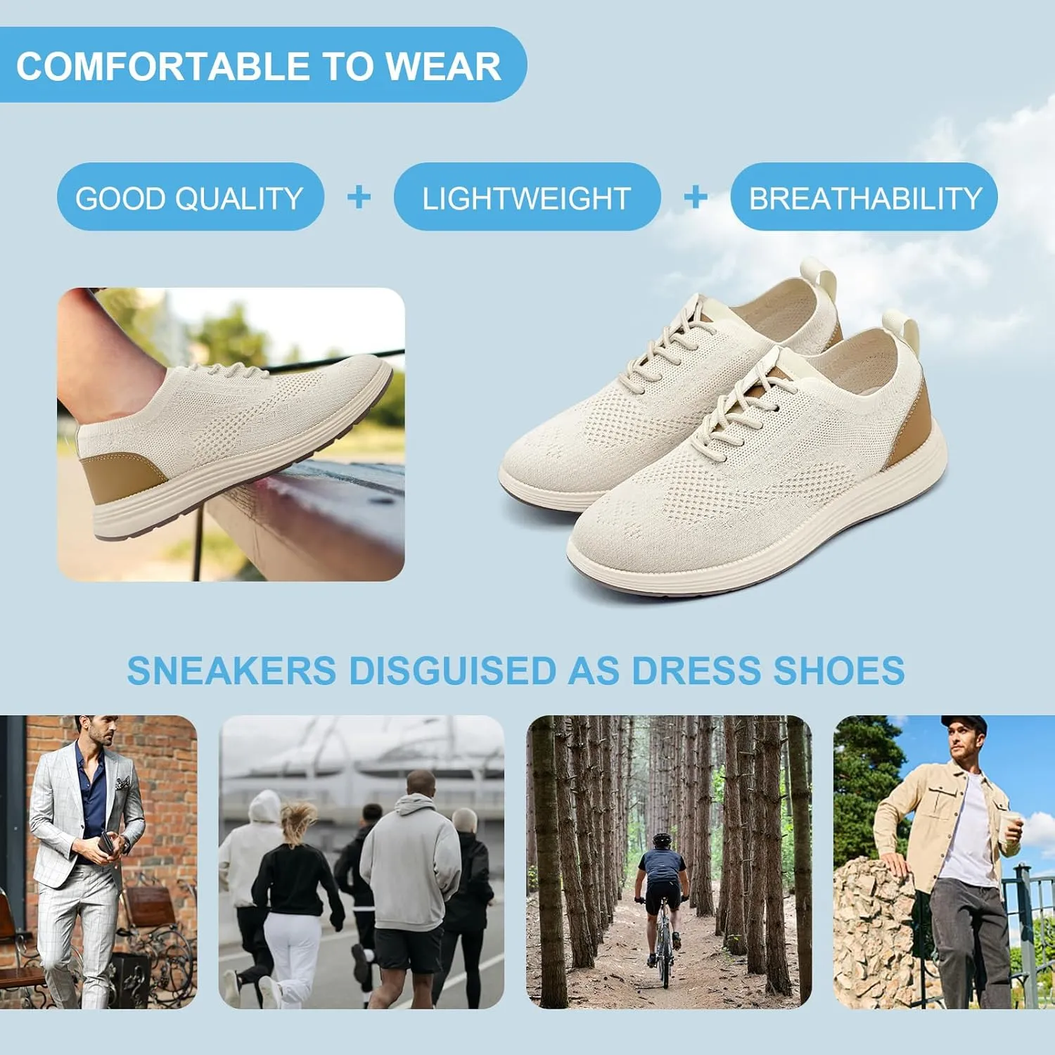 Casual Dress Shoes for Men Business Oxfords Fashion Sneakers Comfortable Loafers Men’s Walking Shoes