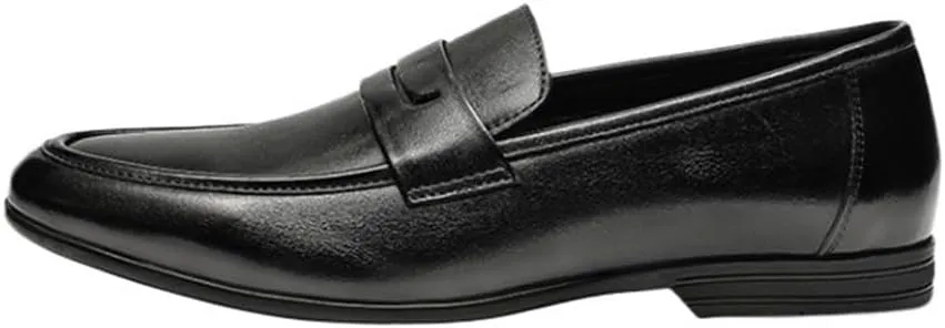 Casual Non-Slip Low Block Heel Work Shoes Soft Loafers for Men Oxfords Round Toe Comfortable Flexible