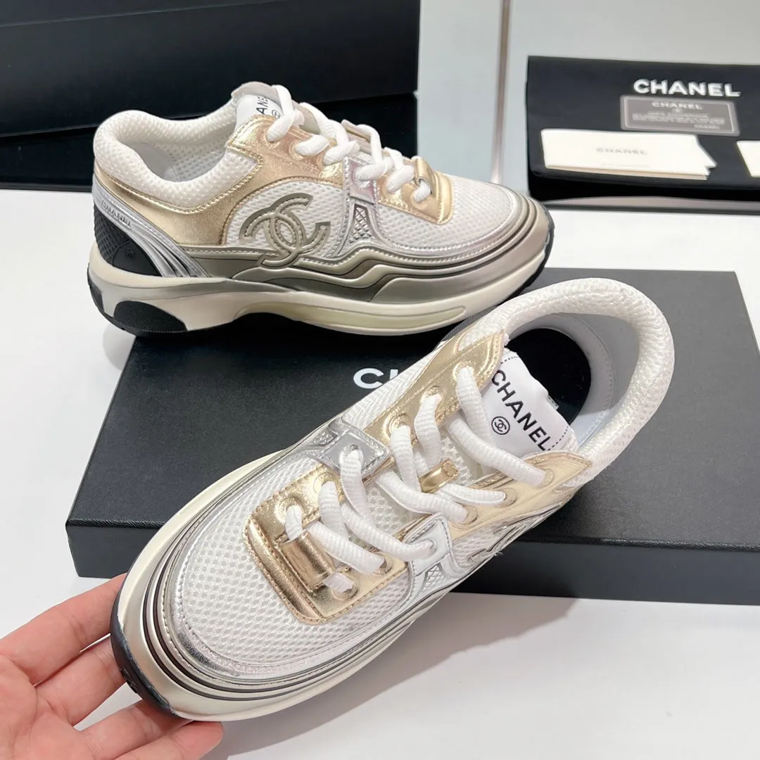 CHANEL Mesh Fabric In Sneaker White One-touch operation Elegant 149791