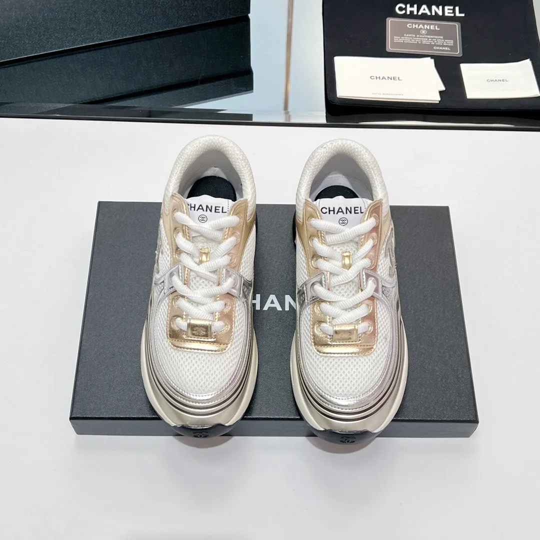 CHANEL Mesh Fabric In Sneaker White One-touch operation Elegant 149791