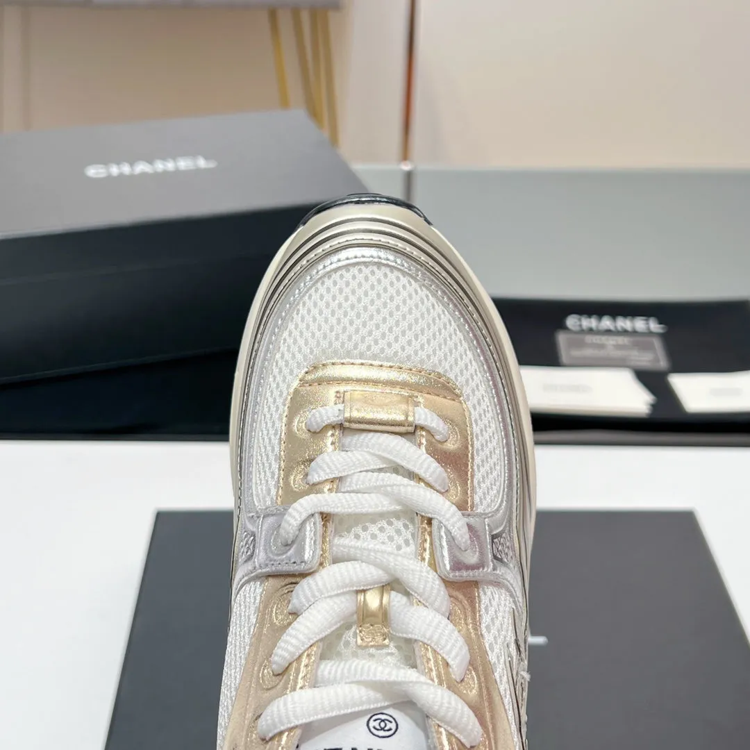 CHANEL Mesh Fabric In Sneaker White One-touch operation Elegant 149791