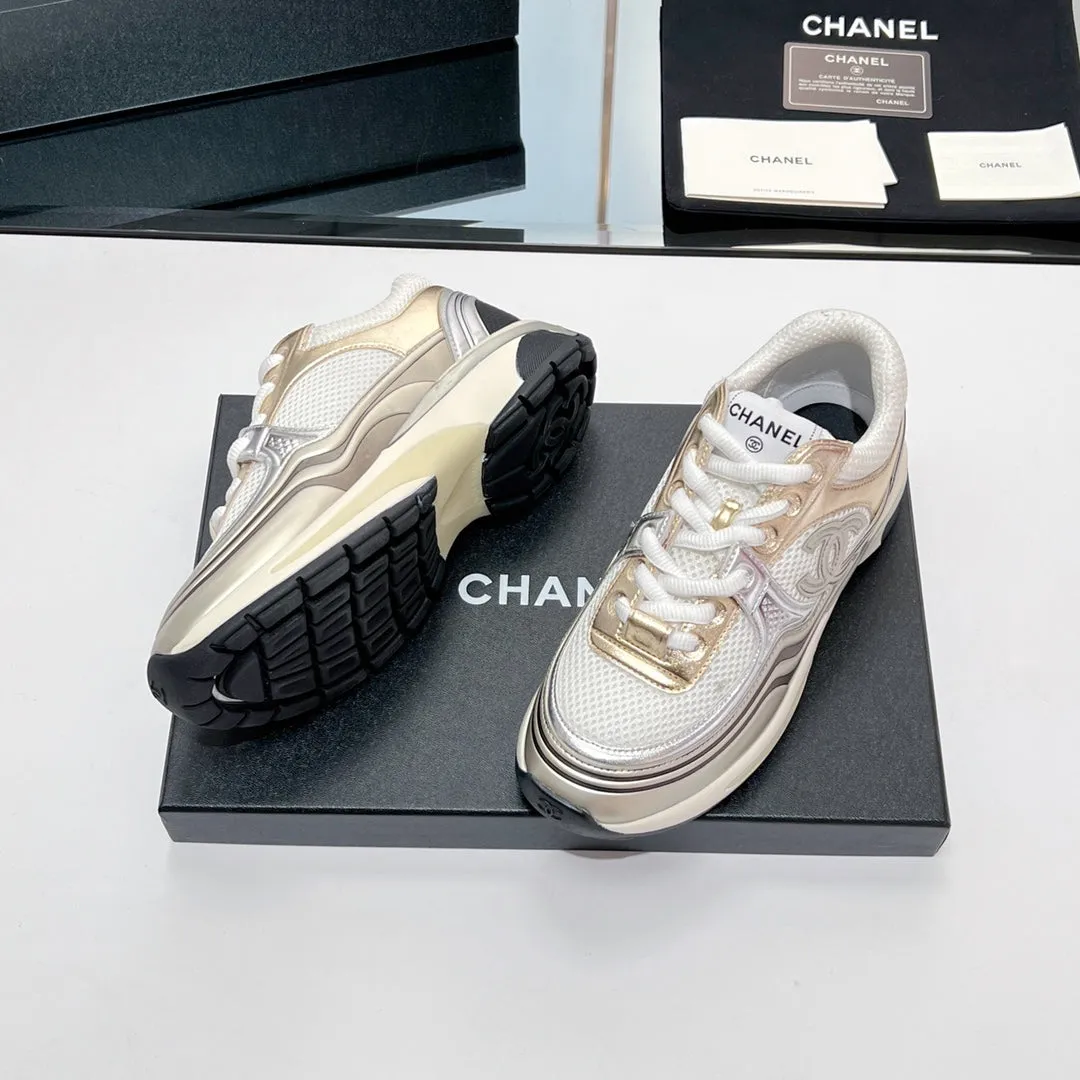 CHANEL Mesh Fabric In Sneaker White One-touch operation Elegant 149791