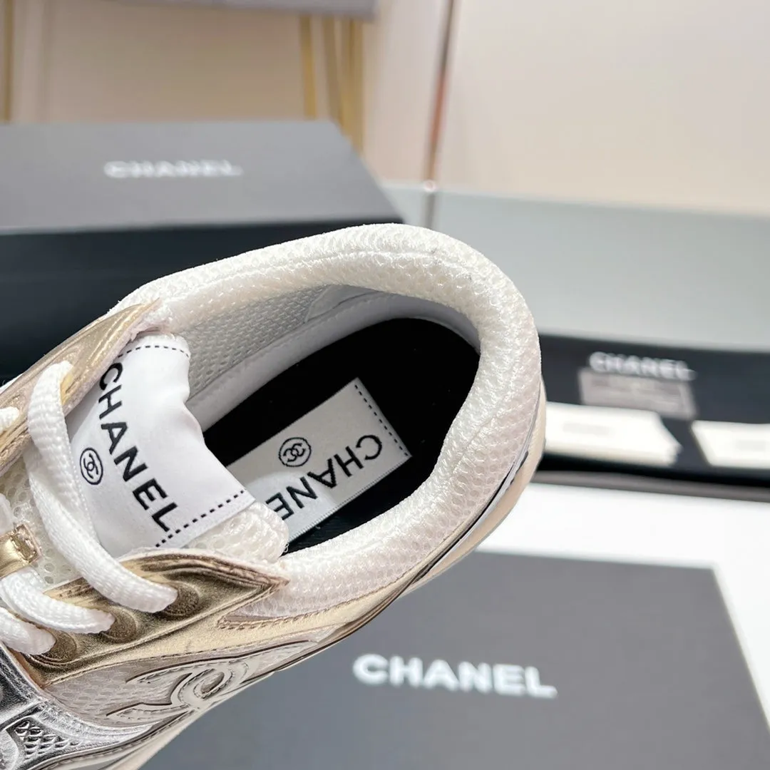 CHANEL Mesh Fabric In Sneaker White One-touch operation Elegant 149791
