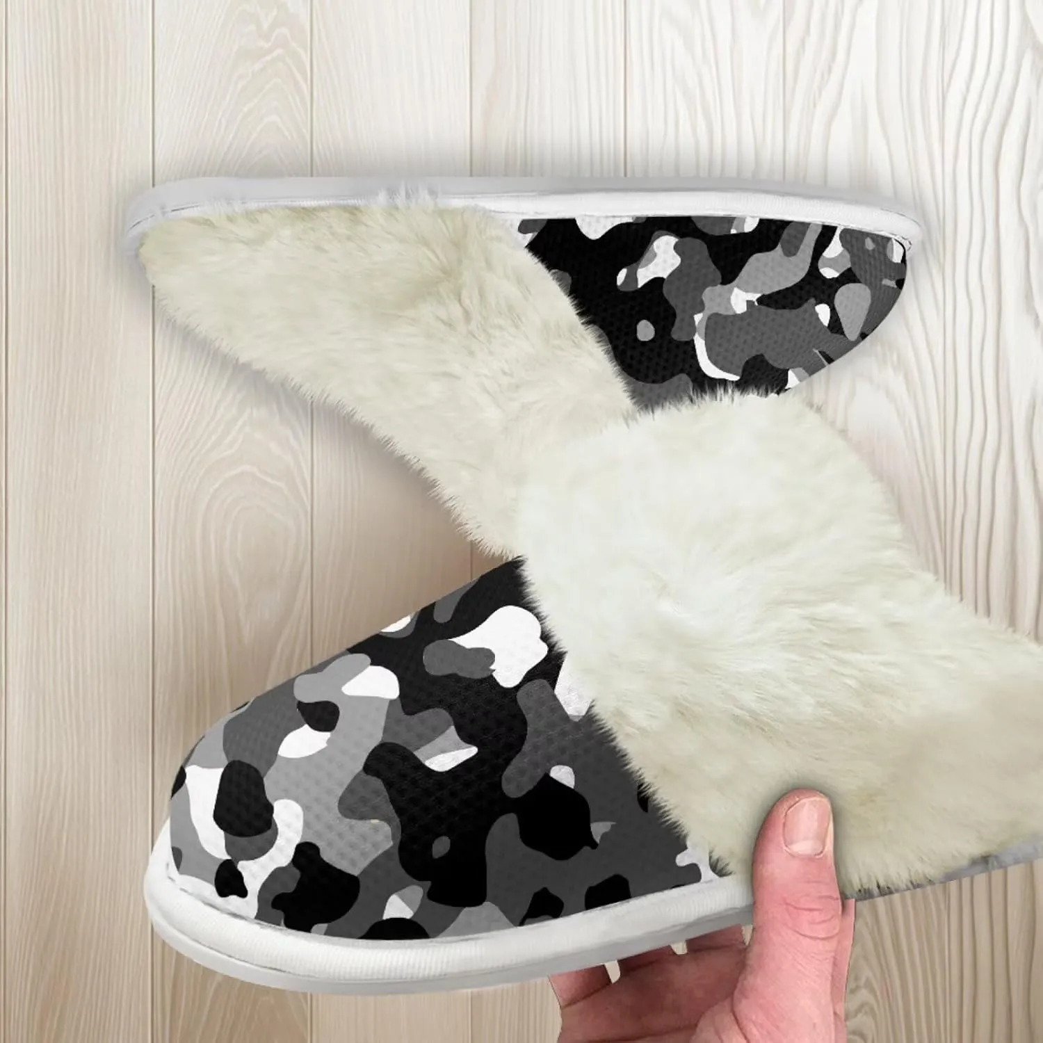 chaqlin Fuzzy Plush Slipper with Fur Edge Unisex's Bedroom House Cozy Soft Memory Foam Slippers Winter Warm Anti Slip Thick Sole Slippers Casual Outdoor Indoor