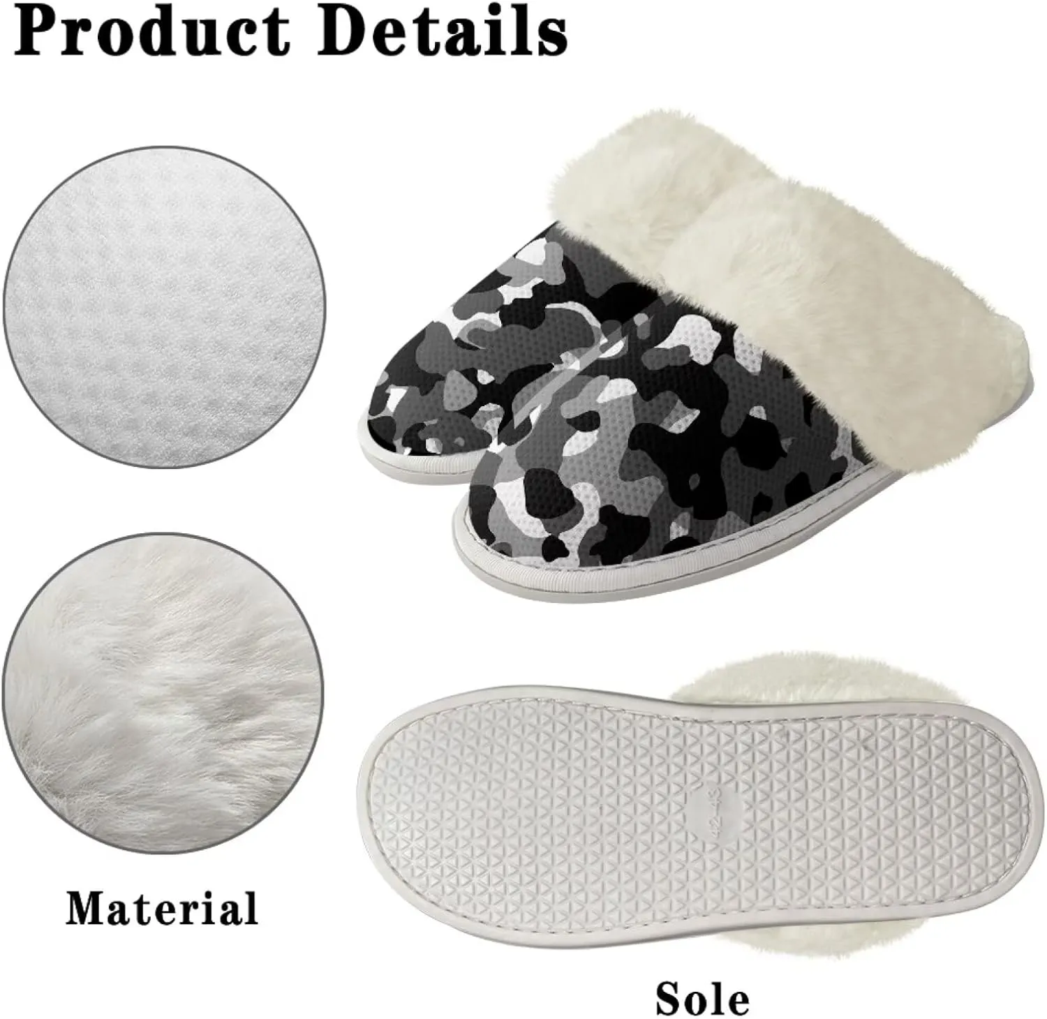 chaqlin Fuzzy Plush Slipper with Fur Edge Unisex's Bedroom House Cozy Soft Memory Foam Slippers Winter Warm Anti Slip Thick Sole Slippers Casual Outdoor Indoor
