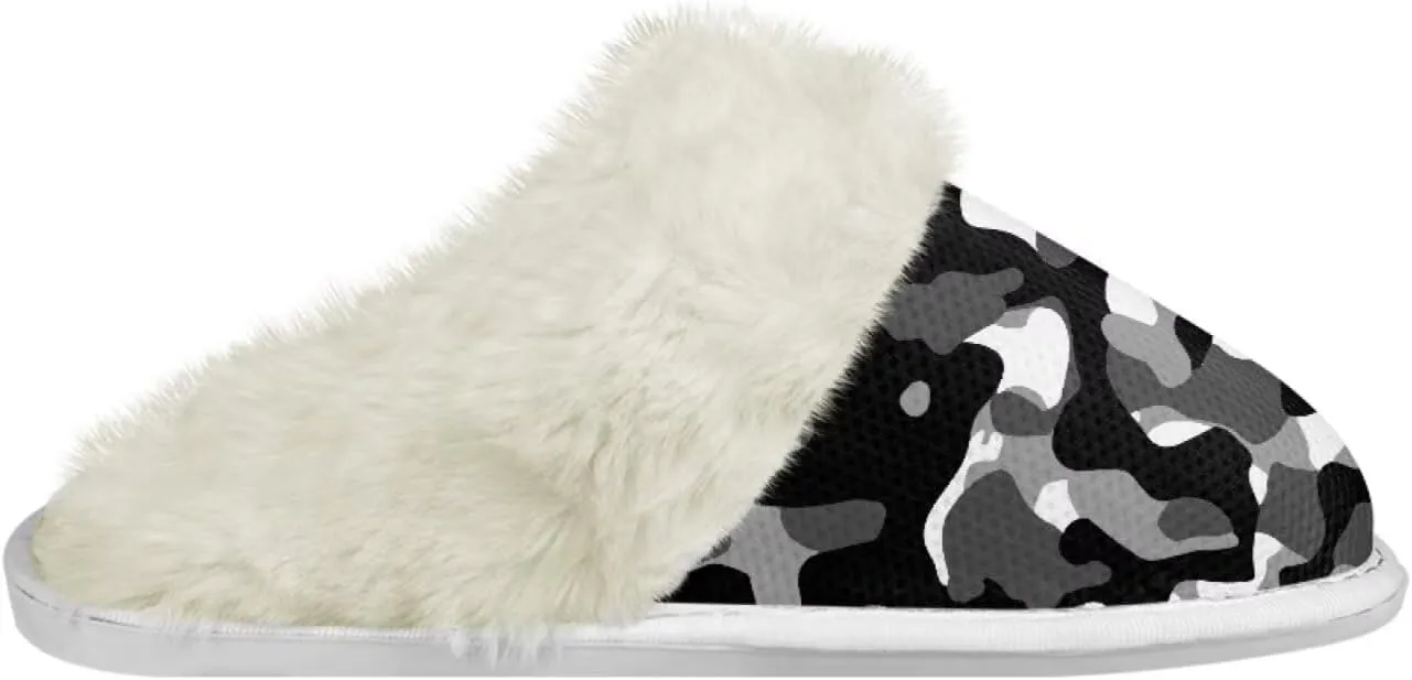 chaqlin Fuzzy Plush Slipper with Fur Edge Unisex's Bedroom House Cozy Soft Memory Foam Slippers Winter Warm Anti Slip Thick Sole Slippers Casual Outdoor Indoor