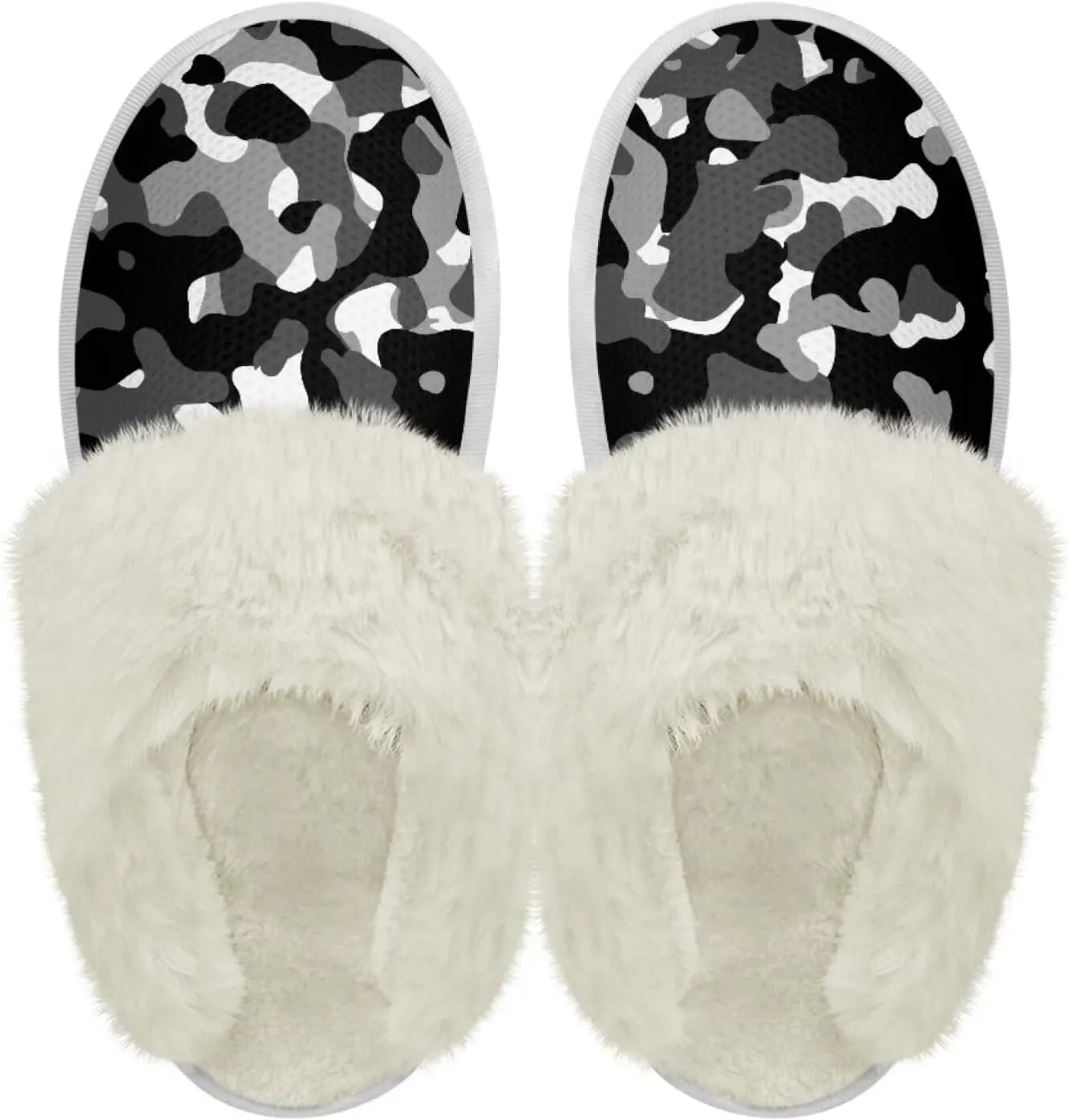 chaqlin Fuzzy Plush Slipper with Fur Edge Unisex's Bedroom House Cozy Soft Memory Foam Slippers Winter Warm Anti Slip Thick Sole Slippers Casual Outdoor Indoor
