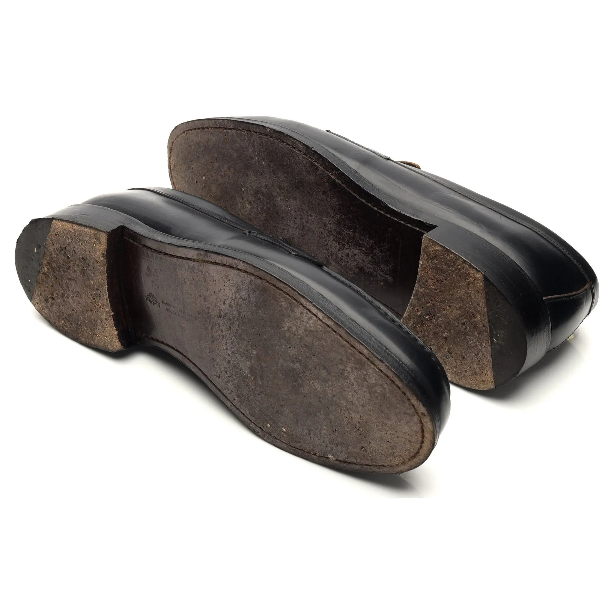 'Charles' Black Leather Loafers UK 8