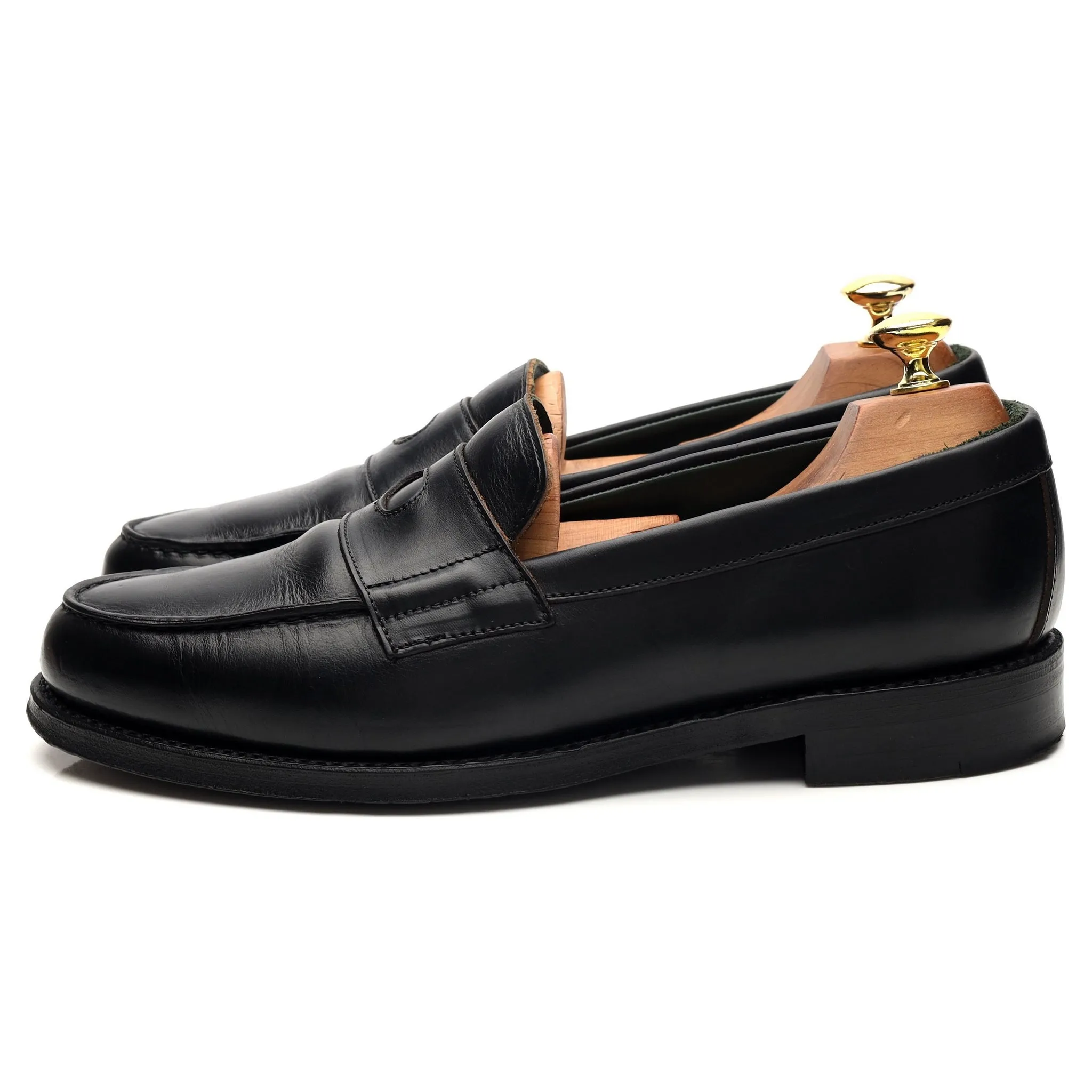 'Charles' Black Leather Loafers UK 8