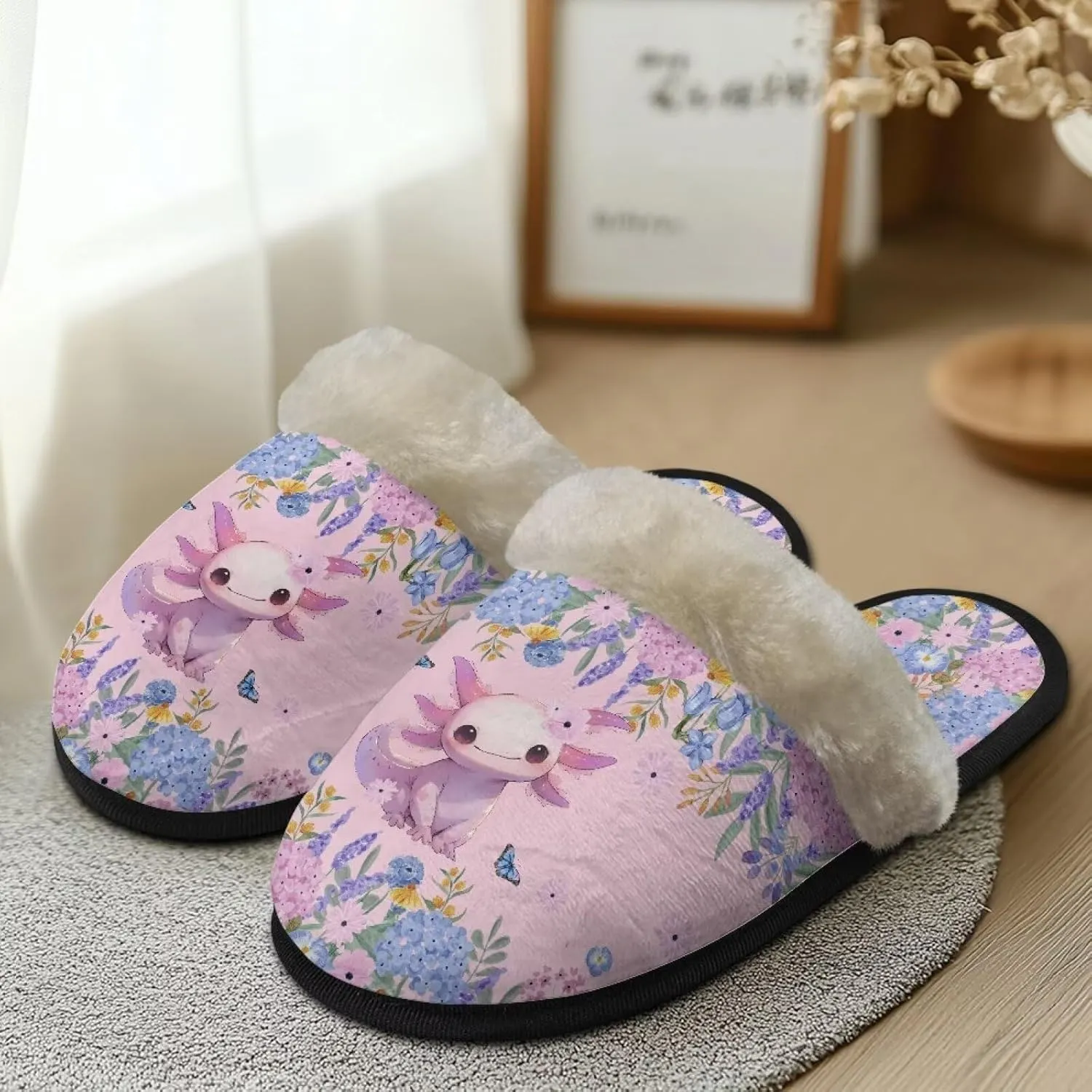 Christmas Slippers Soft Cushion Fuzzy Slippers for Women Indoor Cute Warm Anti-Slip Bedroom Slippers for Kids