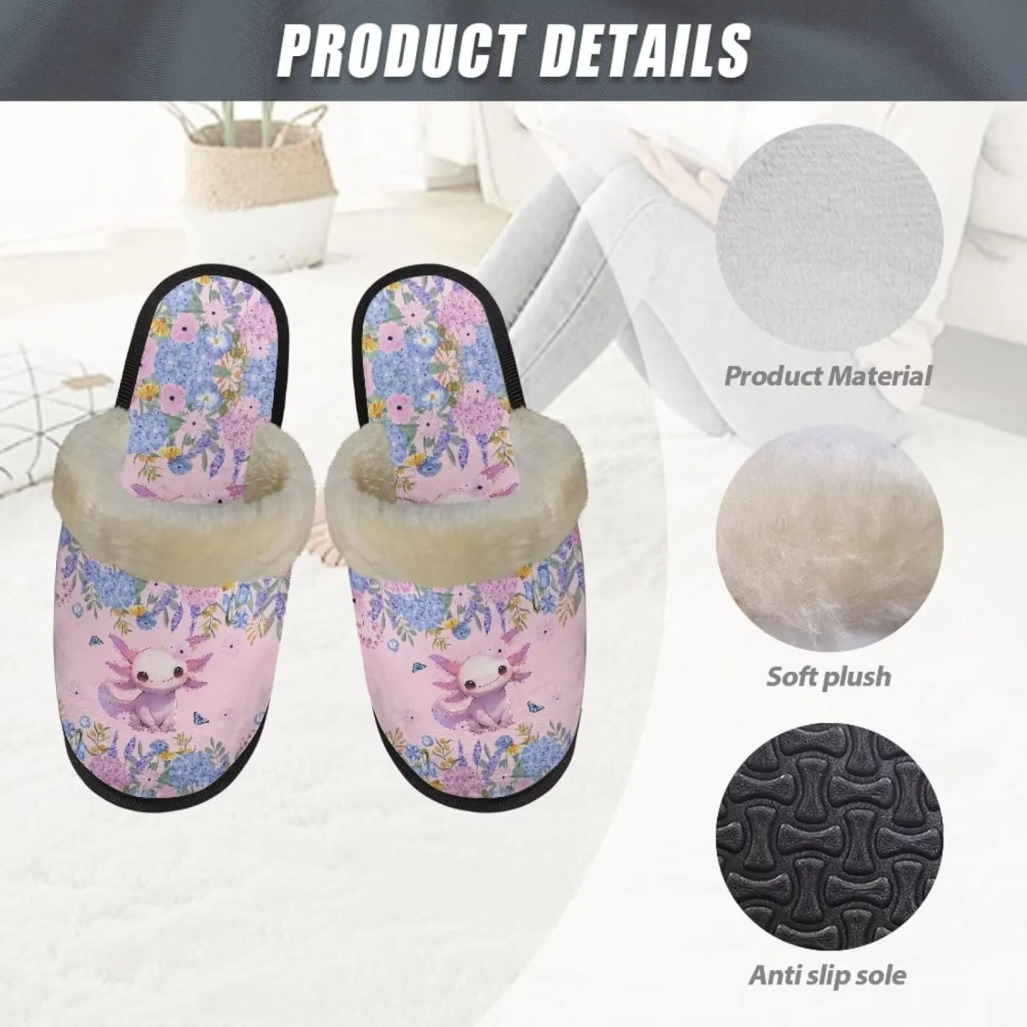 Christmas Slippers Soft Cushion Fuzzy Slippers for Women Indoor Cute Warm Anti-Slip Bedroom Slippers for Kids