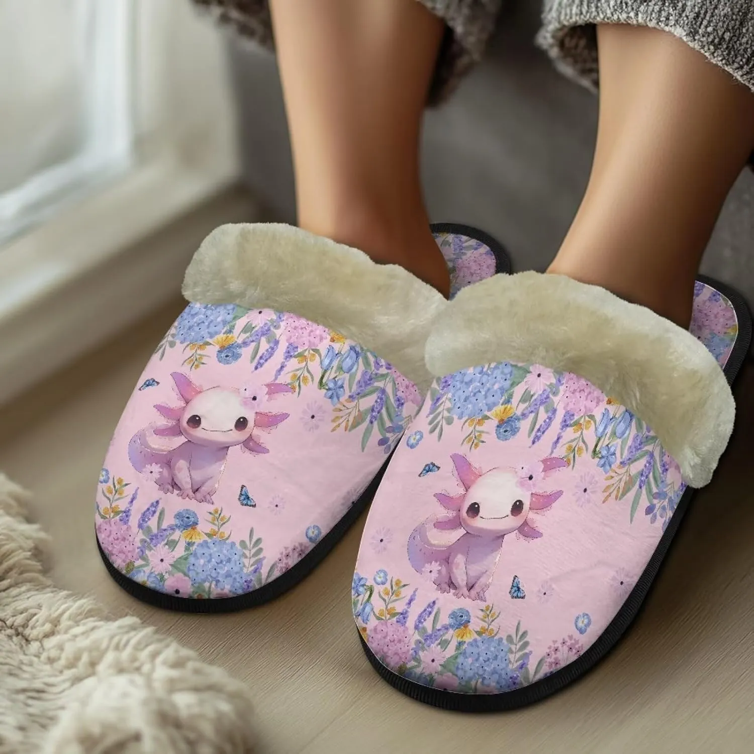 Christmas Slippers Soft Cushion Fuzzy Slippers for Women Indoor Cute Warm Anti-Slip Bedroom Slippers for Kids