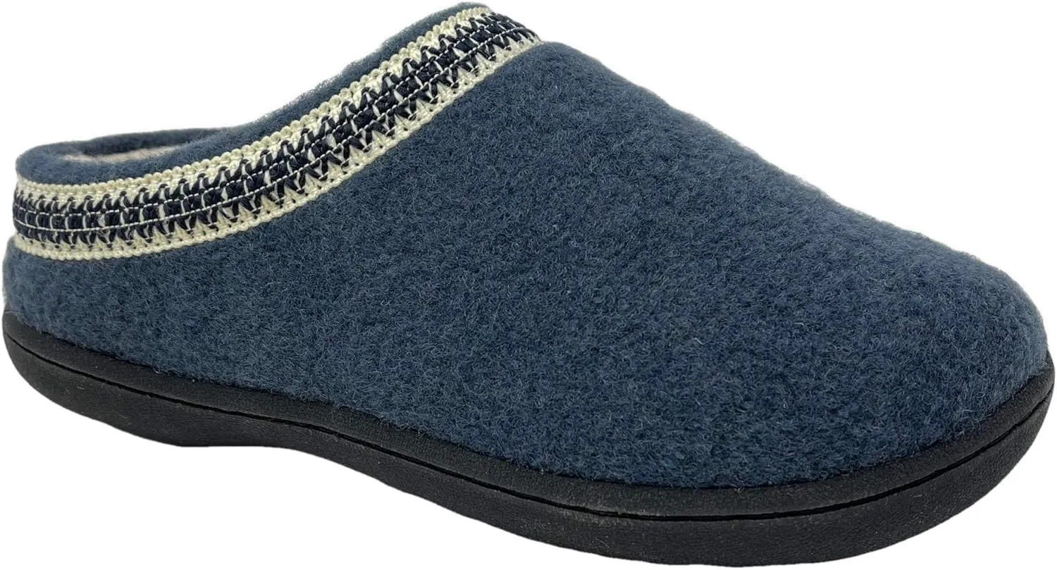 Clarks Womens Wool Felt Clog Slippers JMH1319T - Warm Cozy Plush Faux Fur Lined - Indoor Outdoor House Slipper for Women