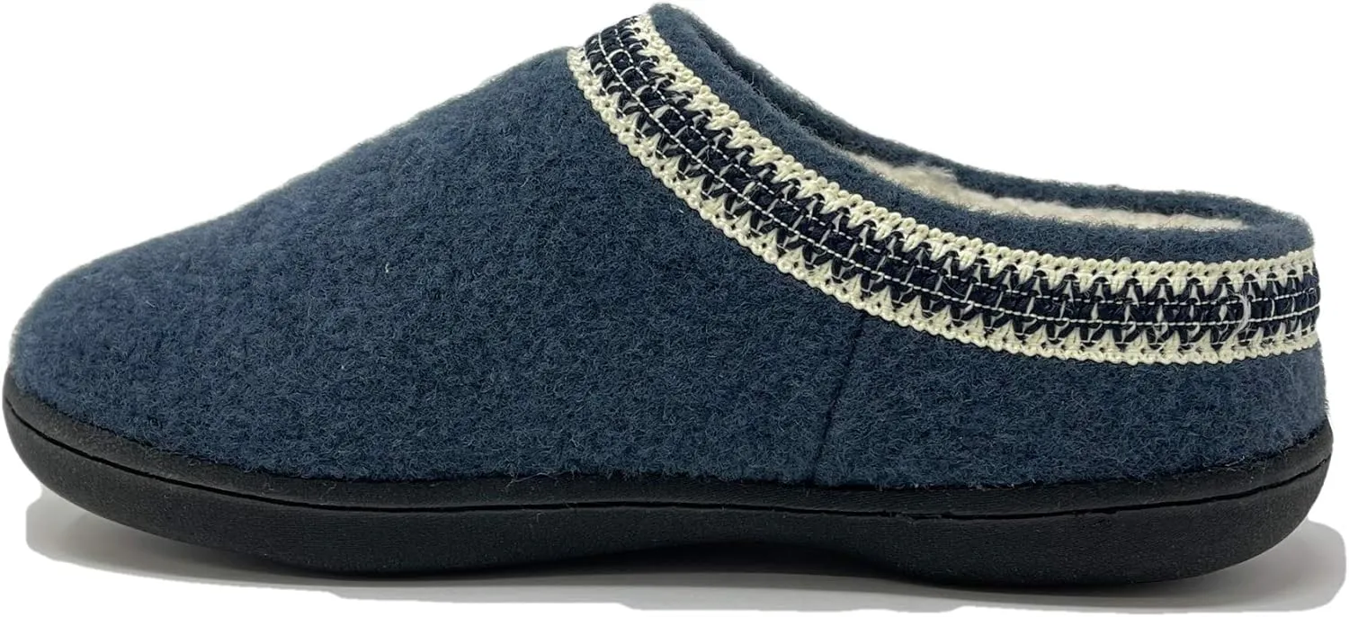 Clarks Womens Wool Felt Clog Slippers JMH1319T - Warm Cozy Plush Faux Fur Lined - Indoor Outdoor House Slipper for Women